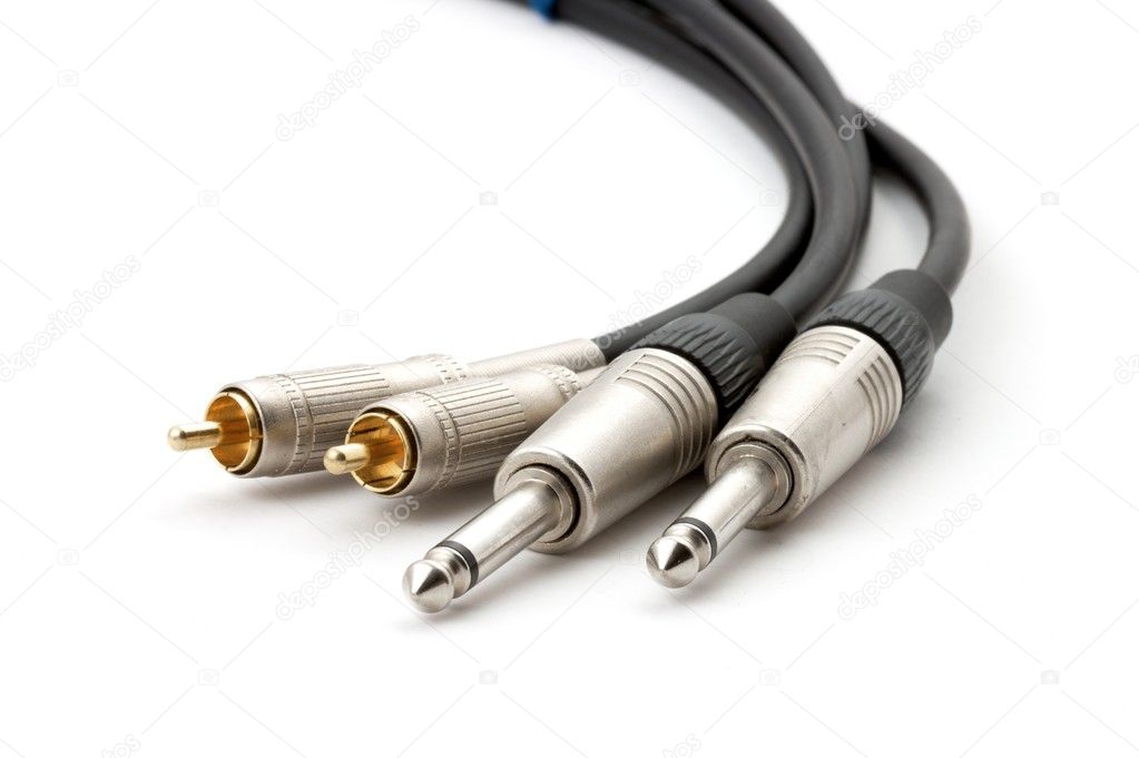 Audio cables isolated on white