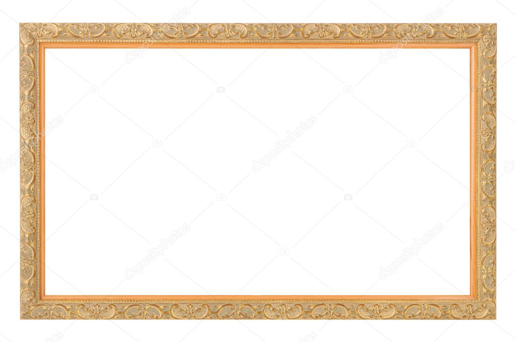 Gold antique frame isolated on white