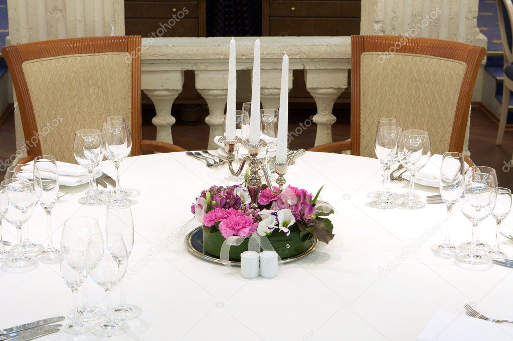 Festive table with candles