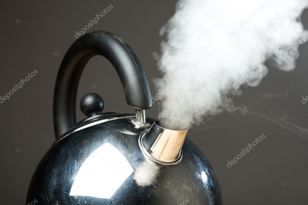 Boiling kettle with dense steam
