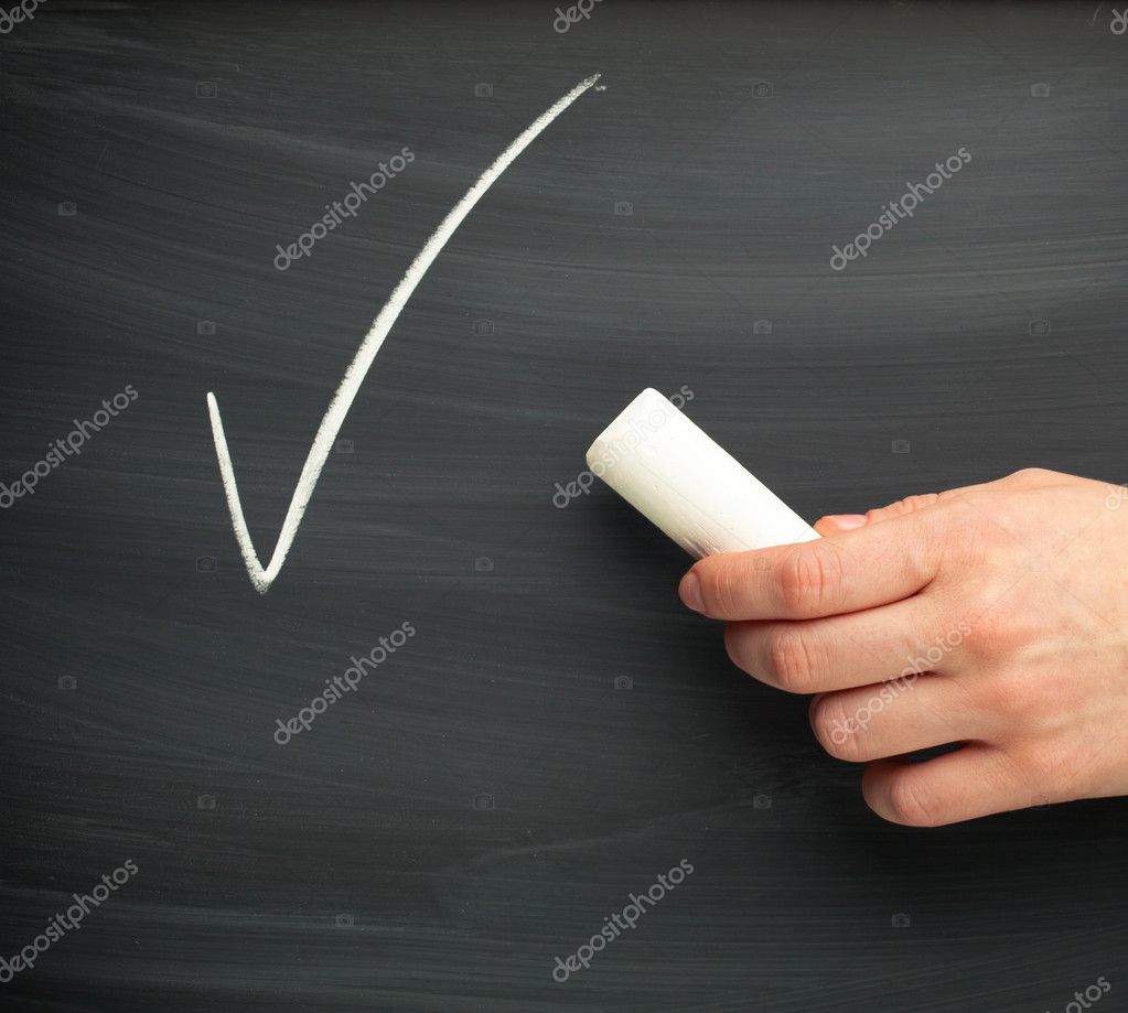 Chalk tick and hand Stock Photo by ©nikkytok 10234122