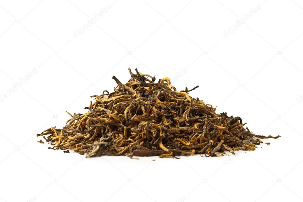 Pile of raw chinese tea isolated on white