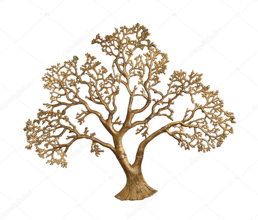 Gold tree isolated