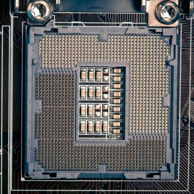 Cpu processor socket pins on motherboard clipart