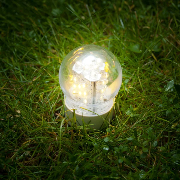 Lâmpada led na grama — Fotografia de Stock