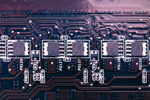 Purple printed circuit board — Stock Photo, Image