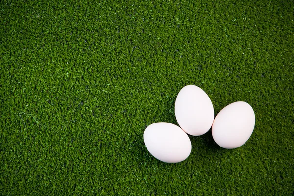 Grupo de huevos en el césped verde —  Fotos de Stock