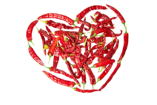 Peperoni peperoncino simbolo del cuore rosso — Foto Stock