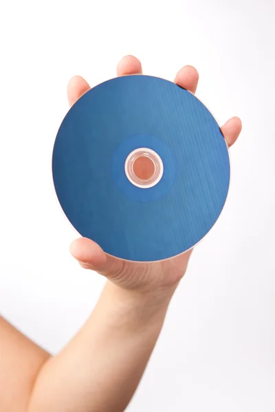 Hand holding blu-ray disk — Stock Photo, Image