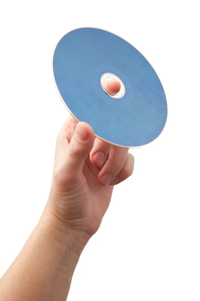Mano sosteniendo el disco blu-ray — Foto de Stock