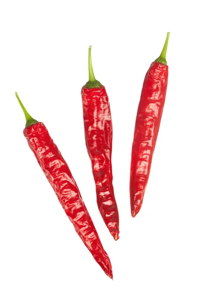 Chili peppers, izolované na bílém — Stock fotografie