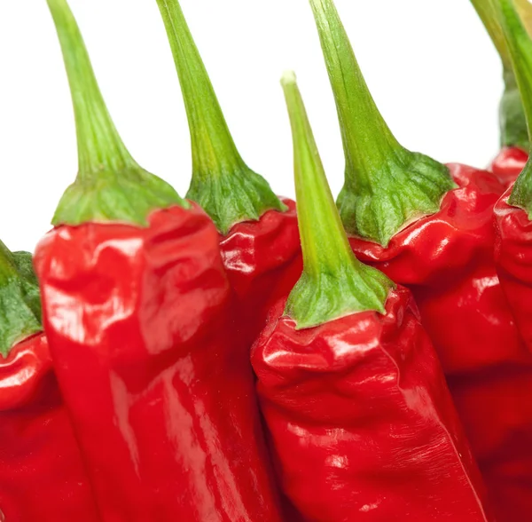 Macro of red chili peppers — Stock Photo, Image
