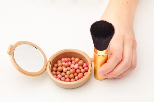 Makeup brush and rouge — Stock Photo, Image