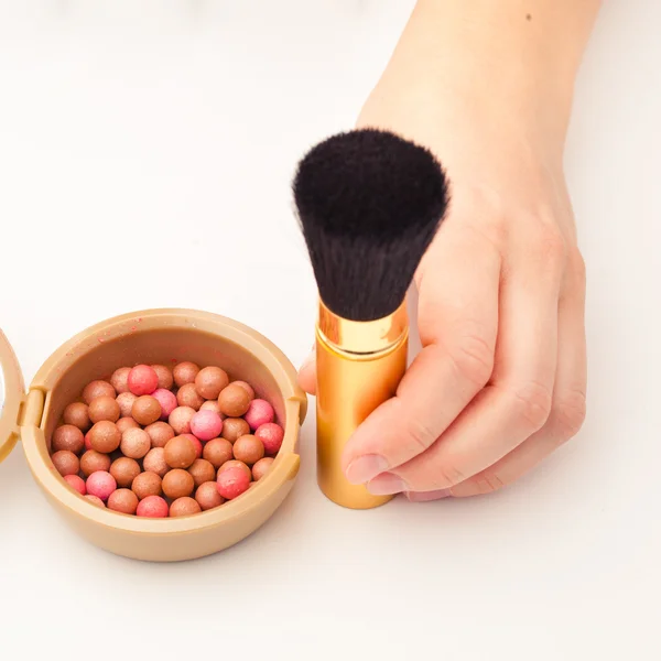 Makeup brush and rouge — Stock Photo, Image