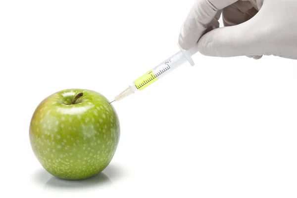 Experimentar con manzanas transgénicas . — Foto de Stock