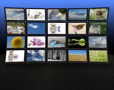 Monitors with relaxing images. clipart