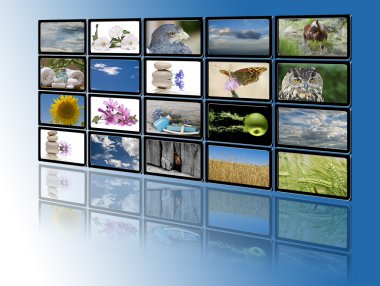 Monitors with relaxing images. clipart