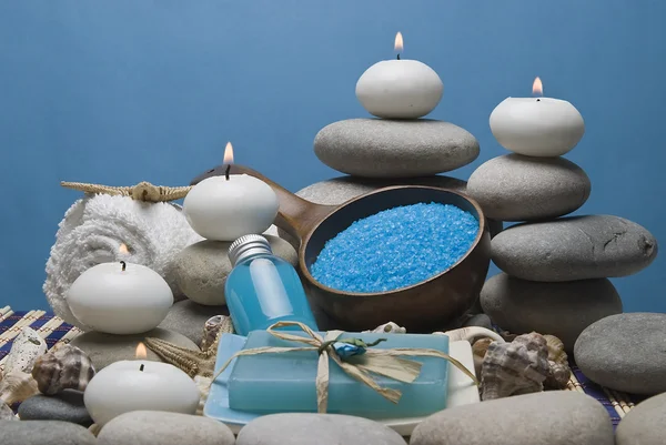 Balneario azul y equilibrio zen . — Foto de Stock