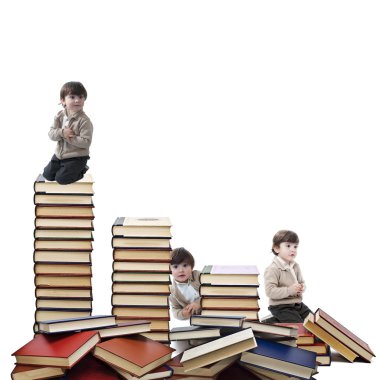 Children between books. clipart