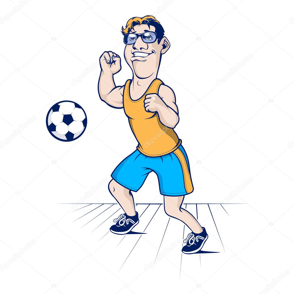 Cartoon football man character — Stock Vector © e.kataev #10048764