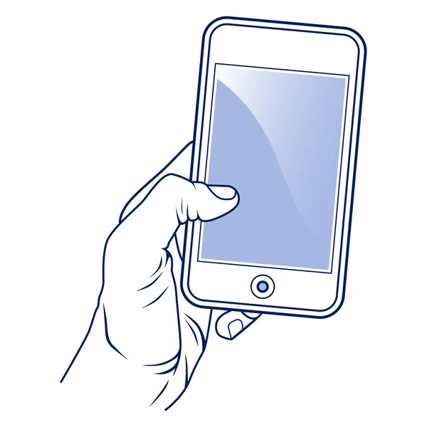 Mobil telefon és a kéz — Stock Vector