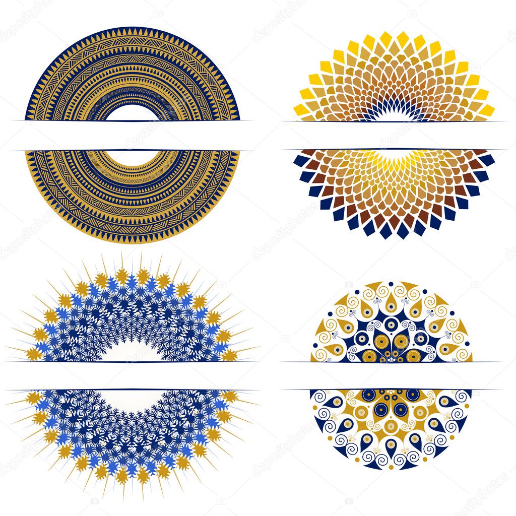 Set of decorative round design elements