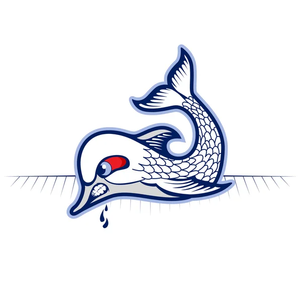 Dessin animé méchant poisson sourire — Image vectorielle
