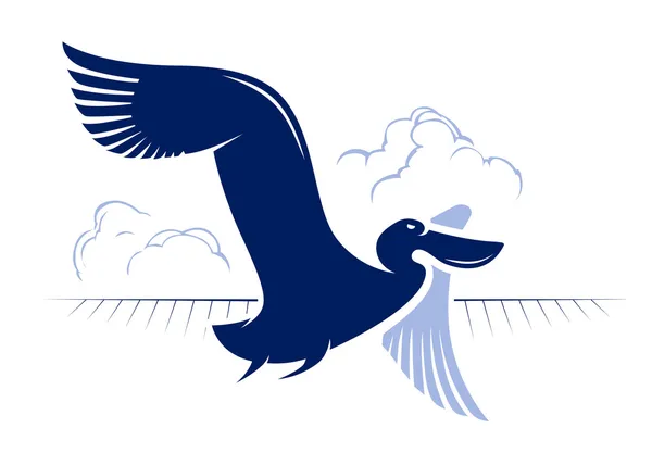 Uçak kuş. ördek, Pelikan — Stok Vektör