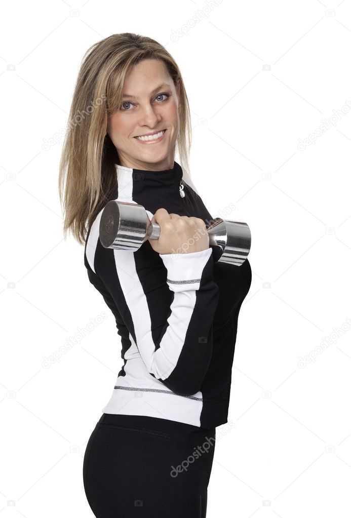Pretty Woman Holding Dumbbell