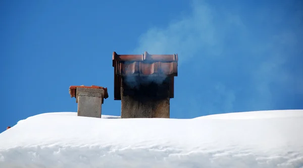 stock image Chimney in winter