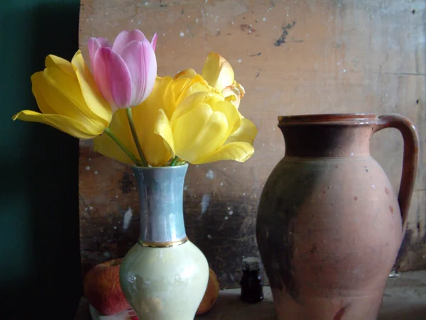 Vase Avec Fleurs Tulipes — Photo