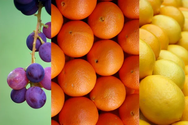 Naranja, limón y uva — Foto de Stock