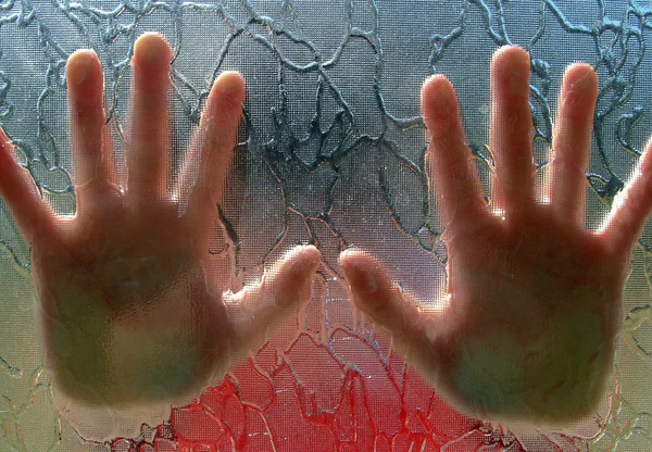 stock image Hands on a glass