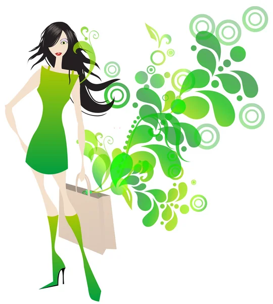 Élégante fille de shopping — Image vectorielle