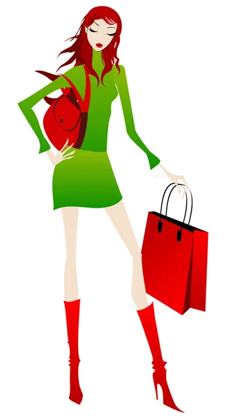 Élégante fille de shopping — Image vectorielle