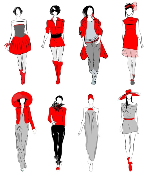 Stiliserade mode modeller — Stock vektor
