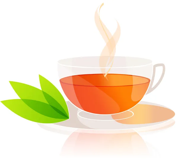 Teetasse mit Blättern — Stockvektor