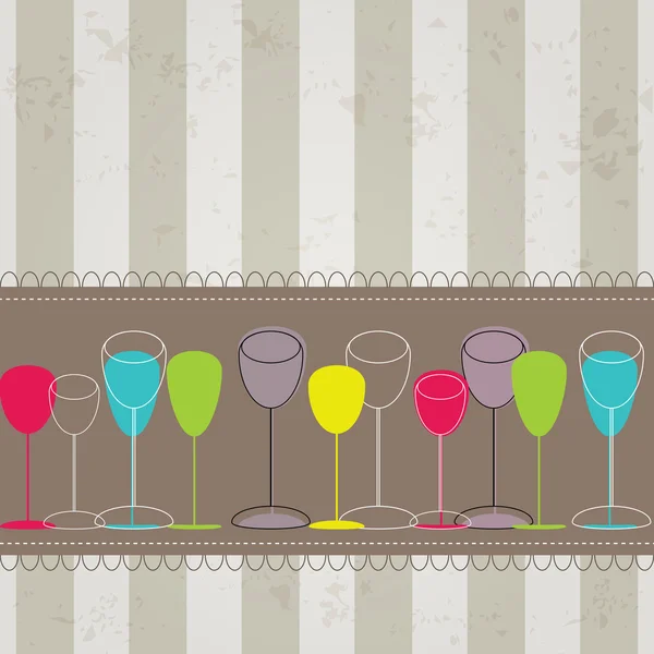 Иллюстрация элегантных красочных бутылок и стаканов — стоковый вектор