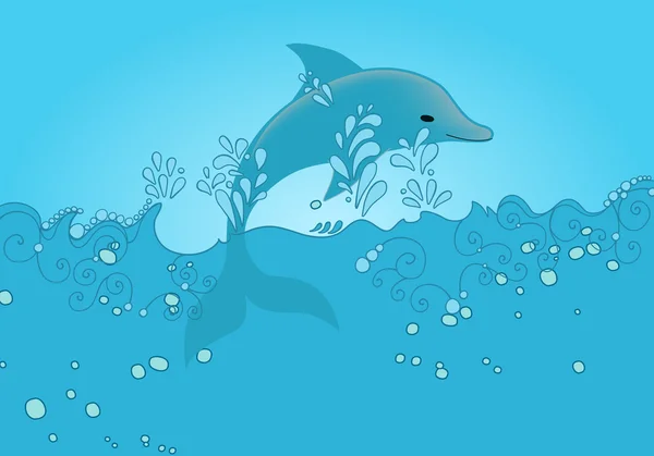 Niedlicher Delfin springt aus dem Ozean — Stockvektor