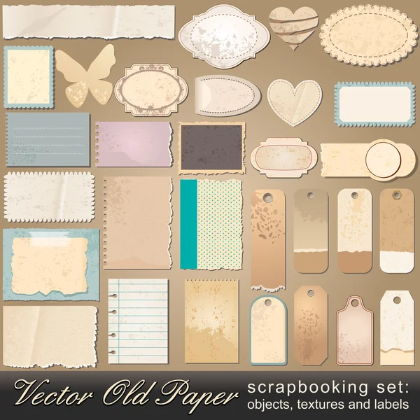 Scrapbooking set of old paper objects — Stock Vector