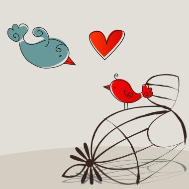 Cute birds in love clipart