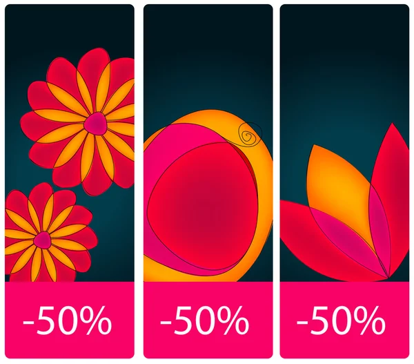 Beautiful floral price tag set — Stock Vector