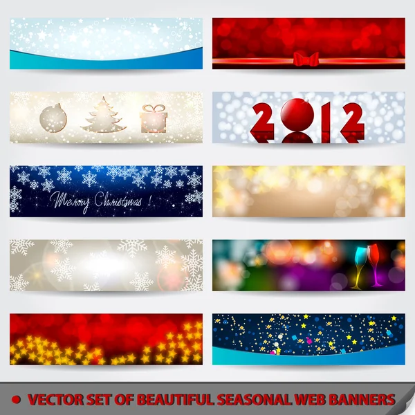 Verzameling van mooie, moderne glinsterende Kerstmis web banners — Stockvector
