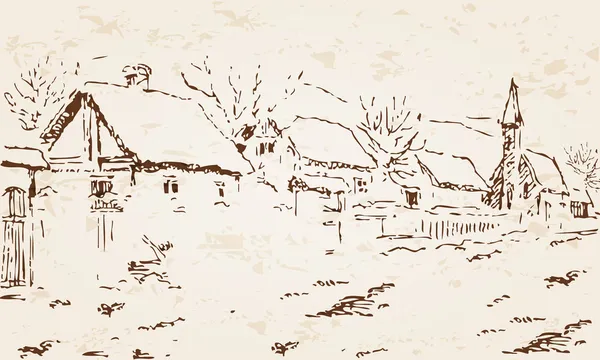 Ρετρό χειμώνα χωριό — Διανυσματικό Αρχείο