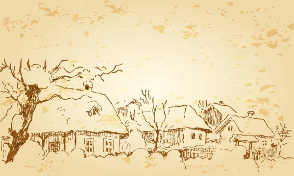 Village d'hiver rétro — Image vectorielle