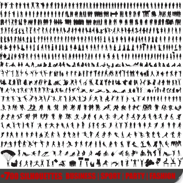 Ensemble de 700 silhouettes très détaillées — Image vectorielle