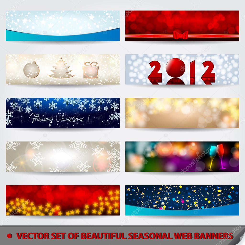 Set of beautiful, modern glittering Christmas web banners