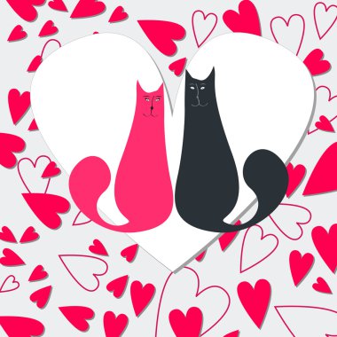 Cute cats in love clipart