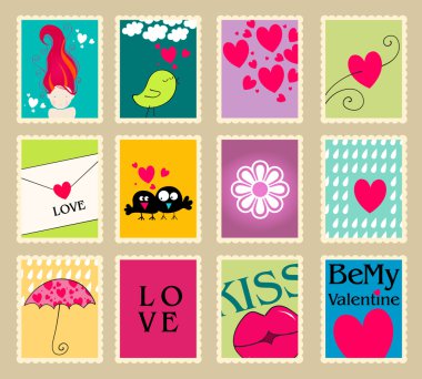 Set of cute Valentine clipart