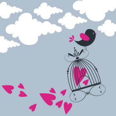 Cute bird flying in the sky clipart